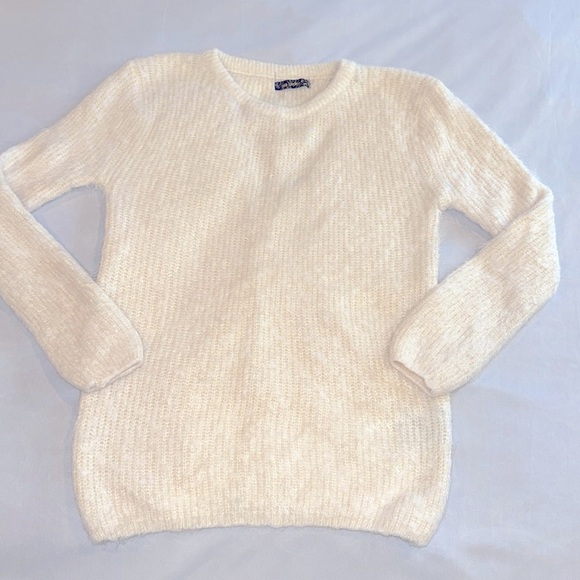 QED London sweater fuzzy off white cream women’s size M/L - Picture 1 of 8